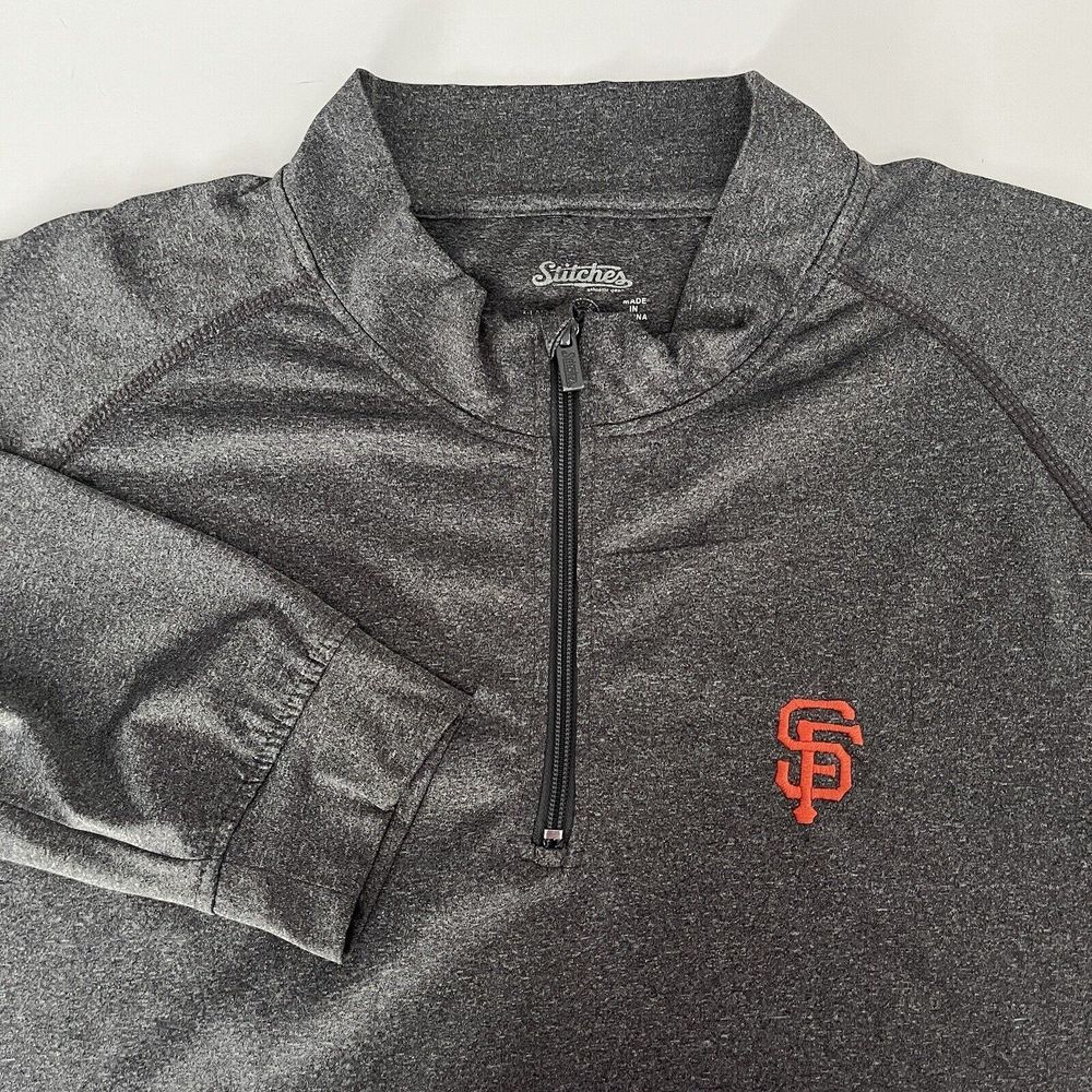 San Francisco Giants MLB Gray Long Sleeve Polyester 1/4 Zip Pullover Mens XL‎